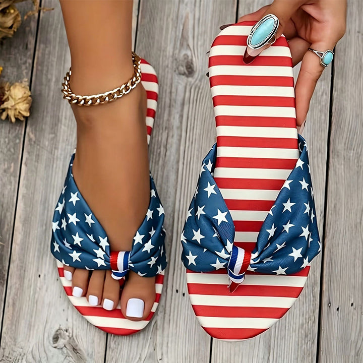Patriotic Star Knot Flat Sandals
