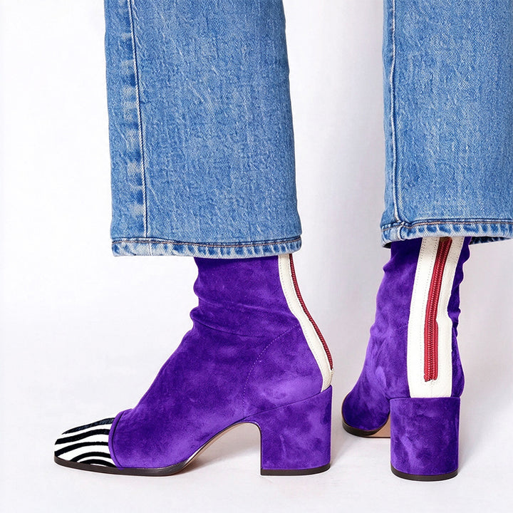 Leopard Print Block Heel Ankle Boots