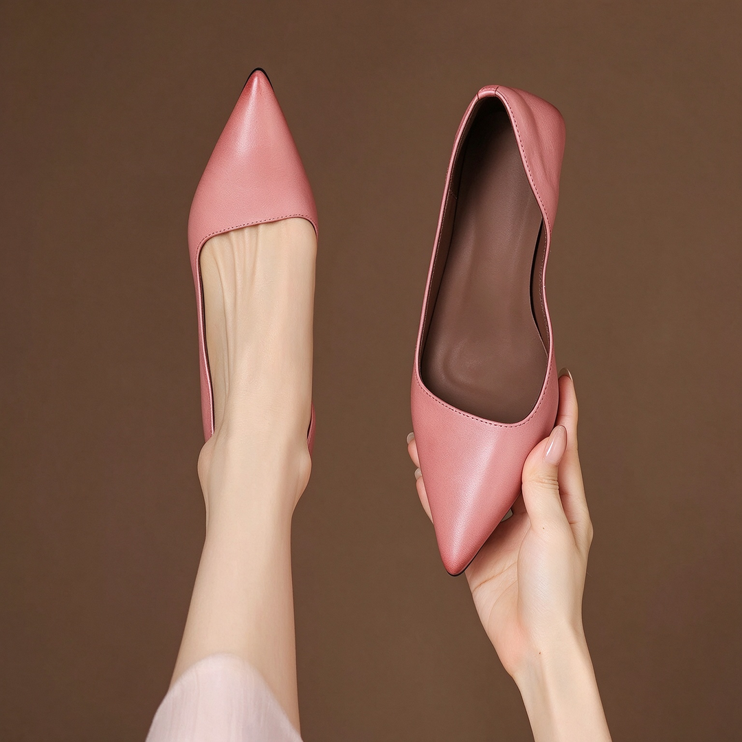 Mauve Pointed Toe Kitten Heel Pumps