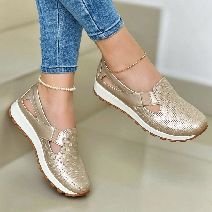 Metallic Gold Slip-On Comfort Sneakers