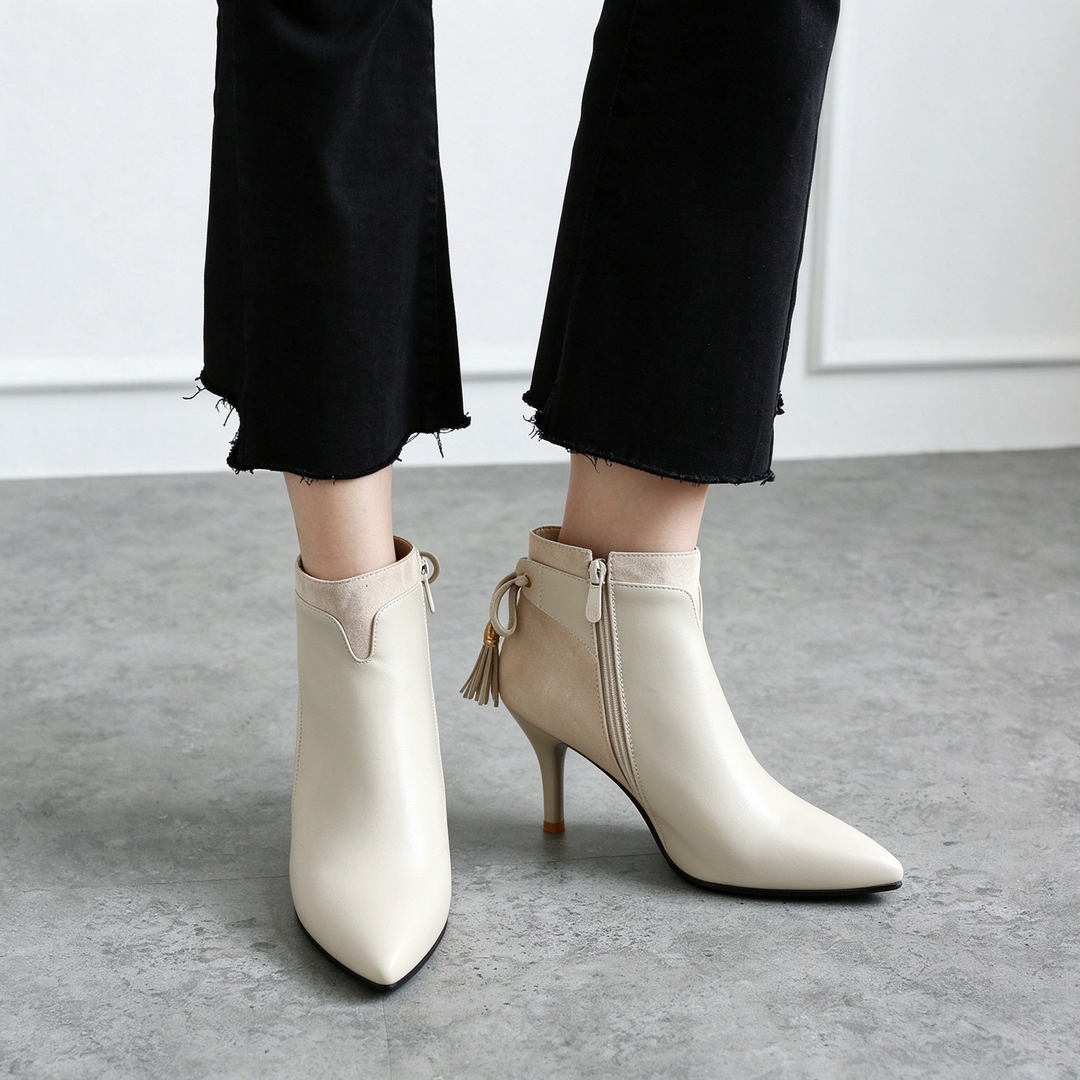 Elegant Pointed Toe Tassel Stiletto Ankle Boots