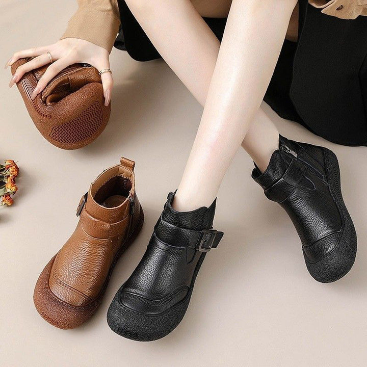 Retro Buckle Comfort Ankle Boots