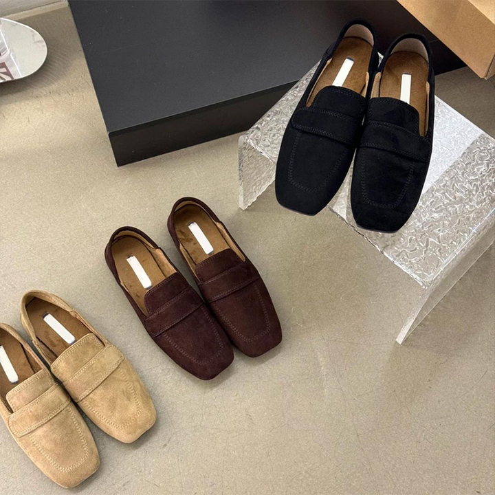 Soft Suede Square Toe Loafers