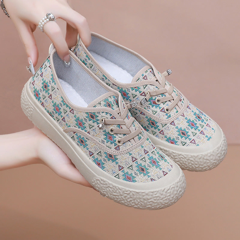 Floral Canvas Platform Sneakers