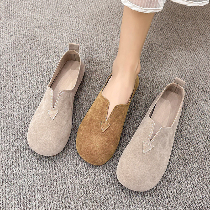 Soft Suede Round Toe Ballet Flats