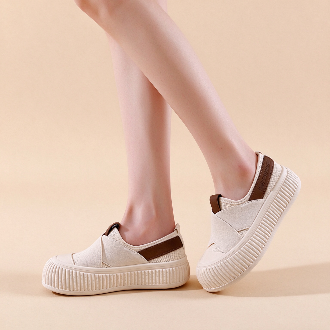 Black Cross-Strap Platform Slip-On Sneakers