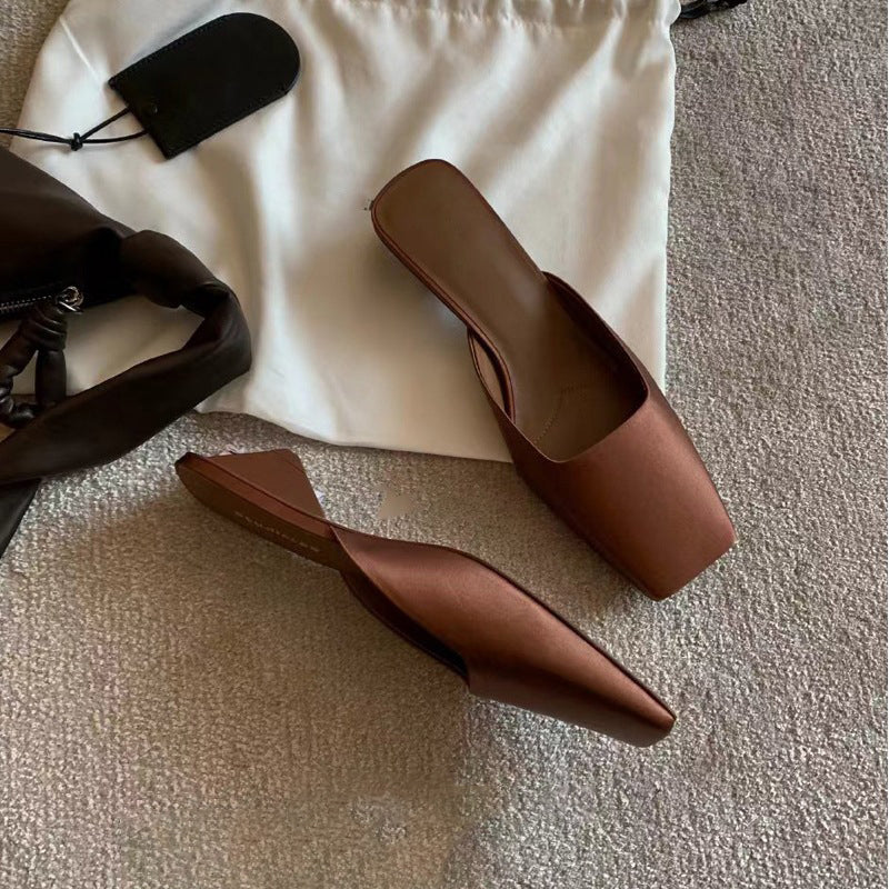 Minimalist Square Toe Flat Mules