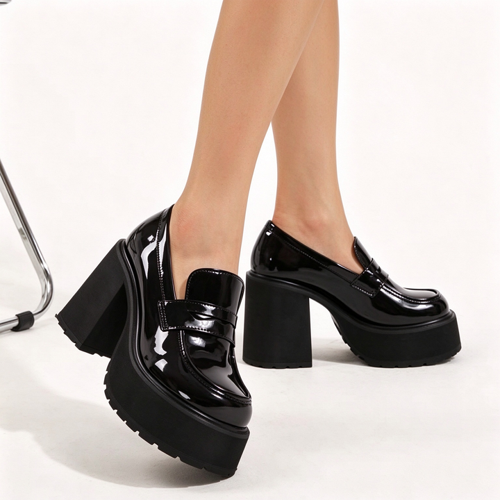 Chunky Platform Heel Loafers