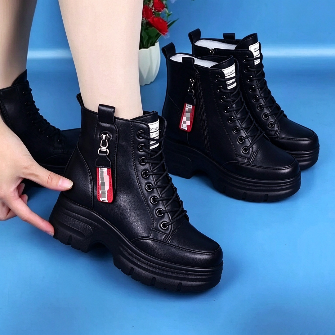 Chunky Platform Lace-Up Ankle Boots
