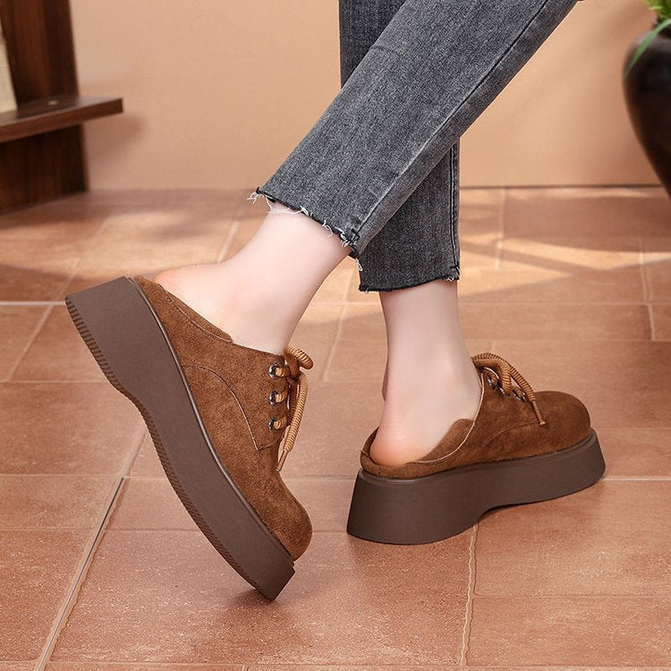 Suede Lace-Up Platform Loafers