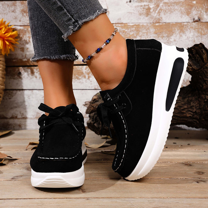 Suede Platform Lace-Up Walking Shoes