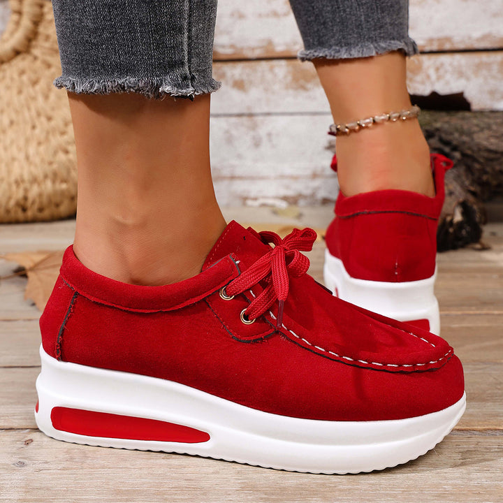 Suede Platform Lace-Up Walking Shoes