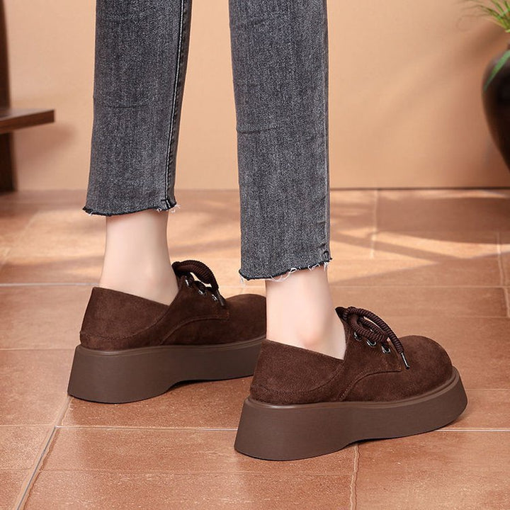 Suede Lace-Up Platform Loafers