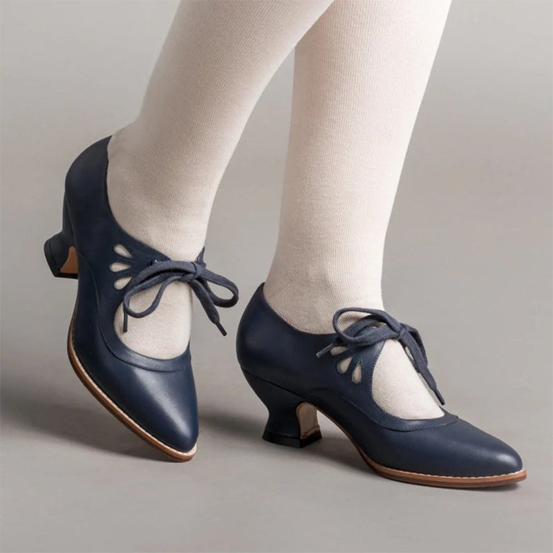 Vintage Cut-Out Lace-Up Pumps