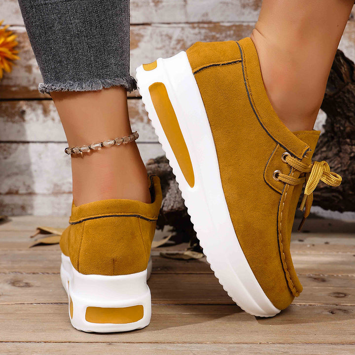 Suede Platform Lace-Up Walking Shoes