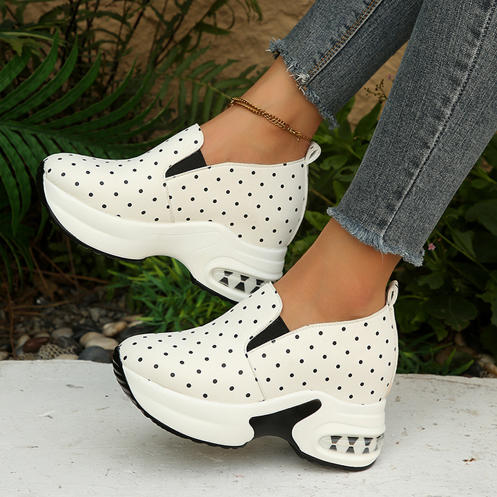 Polka Dot Platform Wedge Slip-On Sneakers