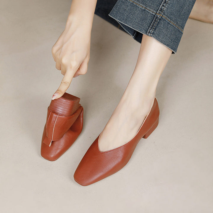 Classic Square Toe Block Heel Pumps