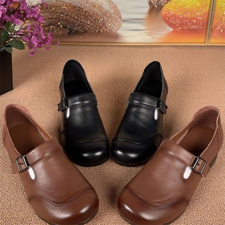 Vintage Buckle Low-Heel Pumps