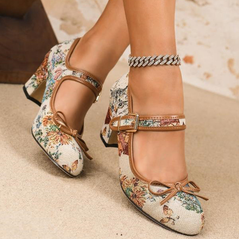 Vintage Floral Mary Jane Pumps
