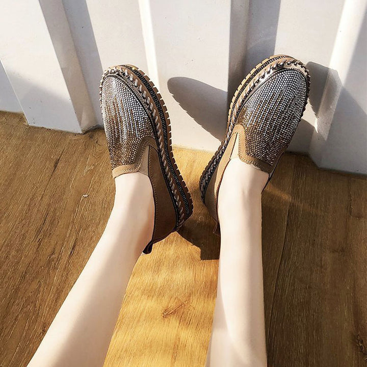 Rhinestone Platform Slip-On Sneakers