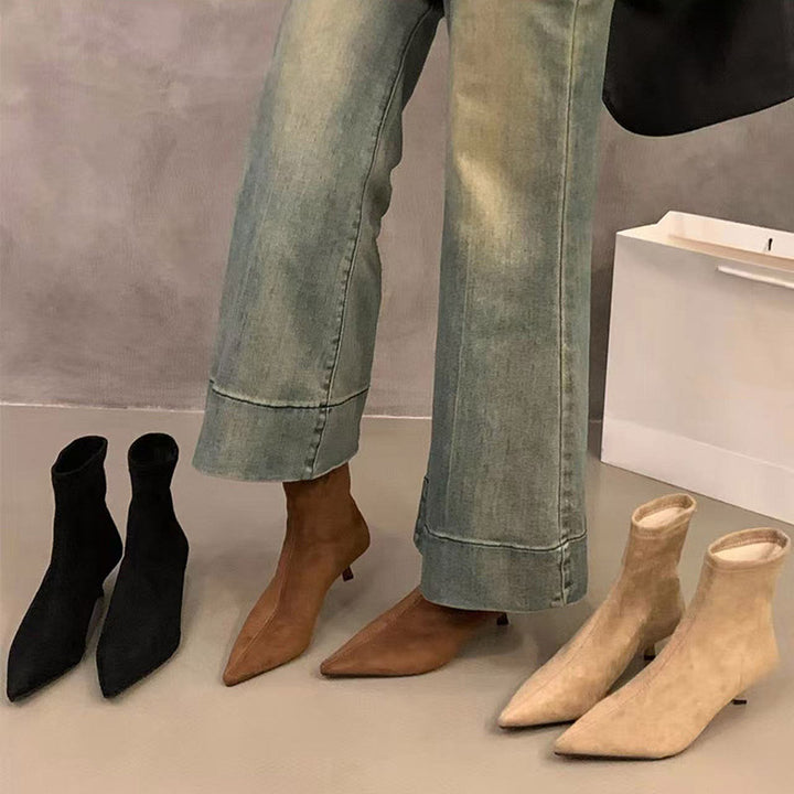 Pointed Toe Stretch Sock Ankle Boots