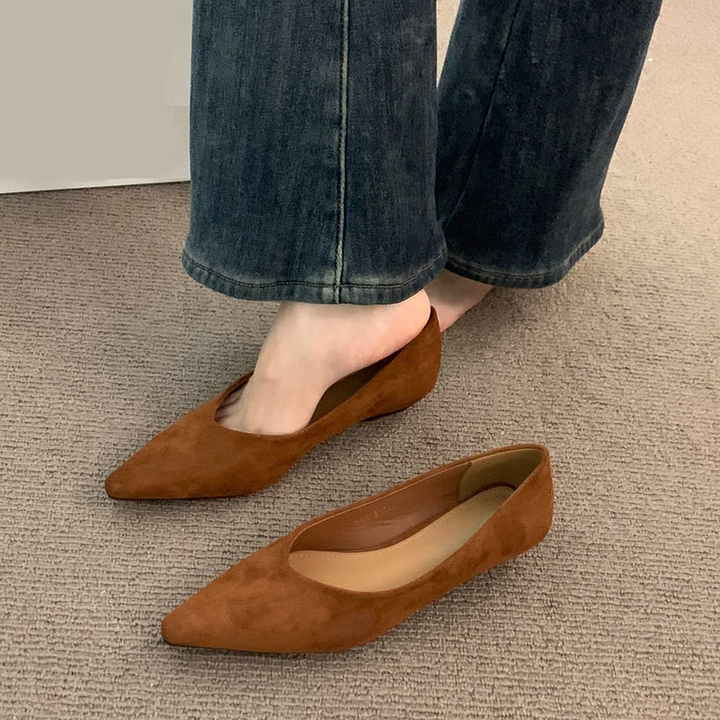 Pointed-Toe Suede Wedge Pumps