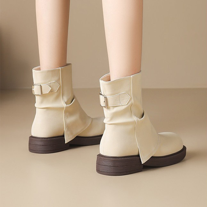 Slouchy Mid-Calf Flat Boots