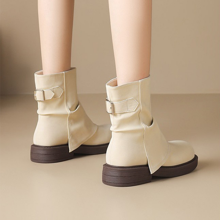 Slouchy Mid-Calf Flat Boots
