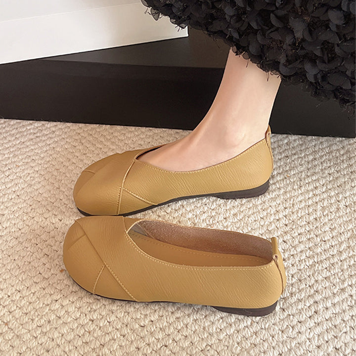 Elegant Cross-Strap Round Toe Flats