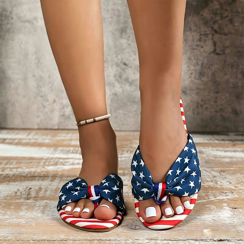 Patriotic Star Knot Flat Sandals