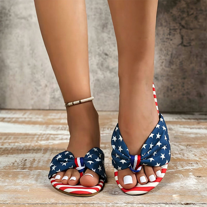 Patriotic Star Knot Flat Sandals