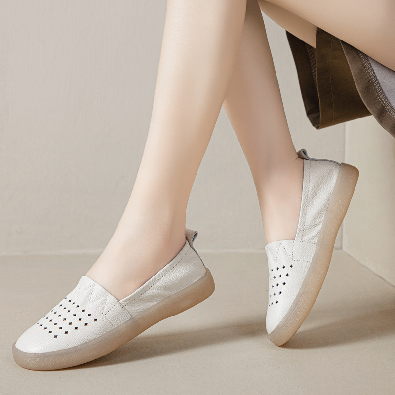 Soft Leather Slip-On Walking Flats