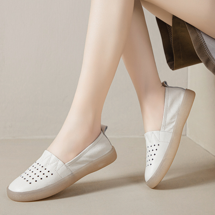 Soft Leather Slip-On Walking Flats