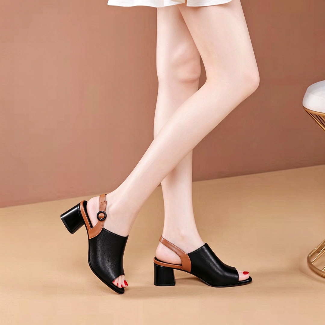 Peep Toe Block Heel Sandals