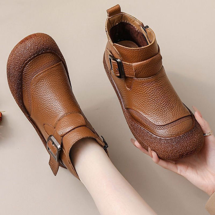 Retro Buckle Comfort Ankle Boots