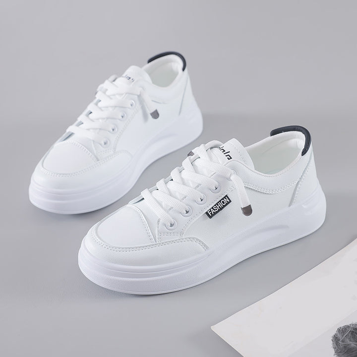Classic White Platform Lace-Up Sneakers