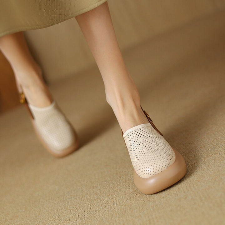 Breathable Perforated Slingback Heels