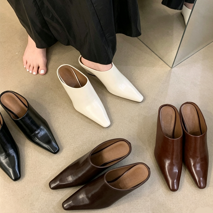 Pointed Toe Wedge Mule Pumps