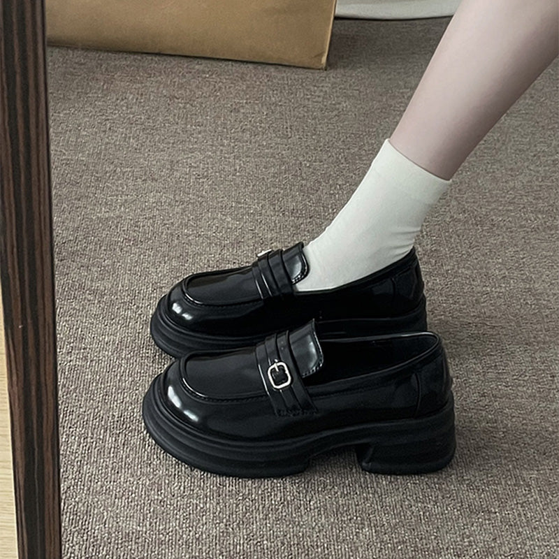Chunky Buckle Platform Loafers