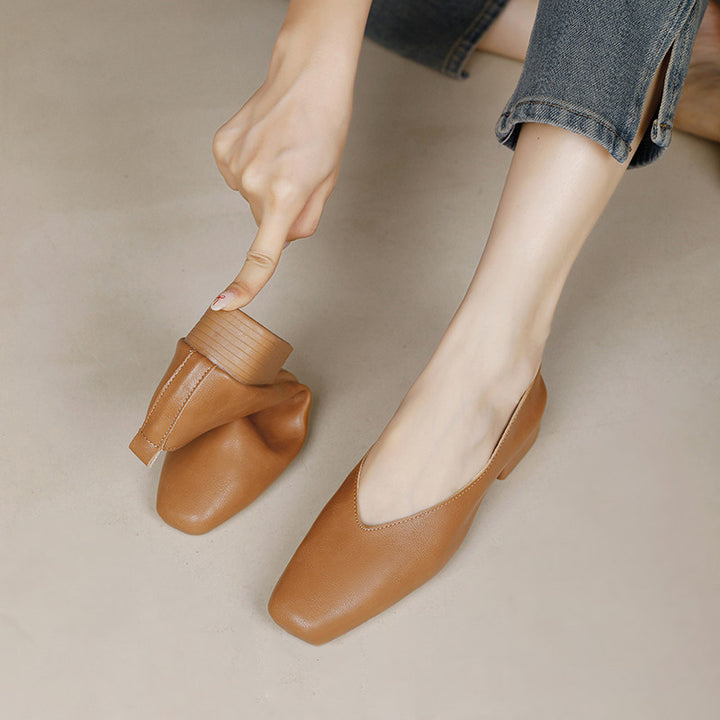 Classic Square Toe Block Heel Pumps