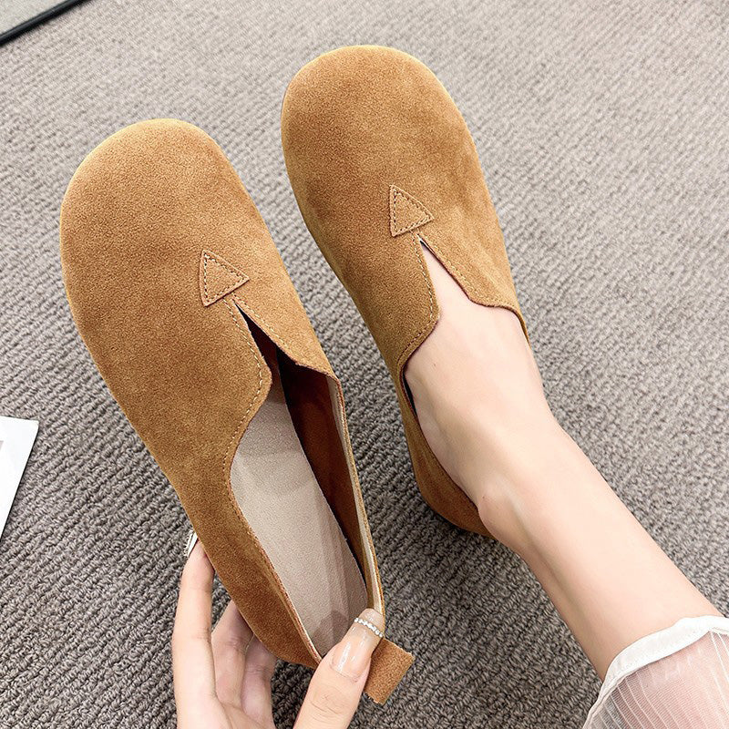 Soft Suede Round Toe Ballet Flats