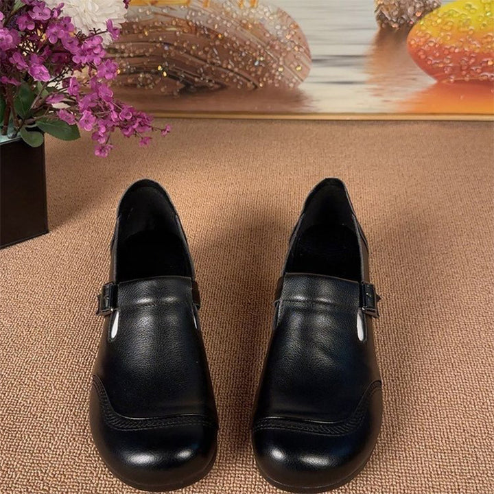 Vintage Buckle Low-Heel Pumps