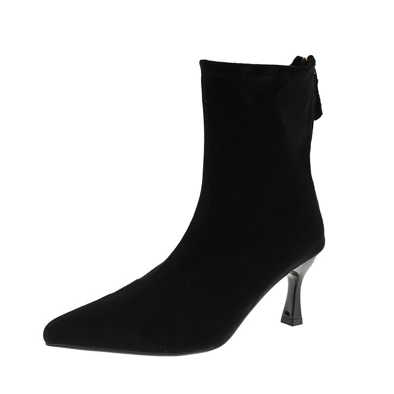Pointed Toe Suede Ankle Boots