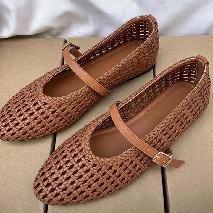 Woven Mary Jane Ballet Flats