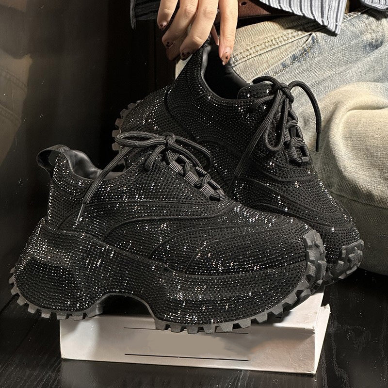 Crystal Rhinestone Chunky Platform Sneakers