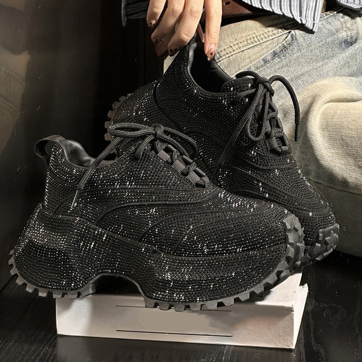 Crystal Rhinestone Chunky Platform Sneakers