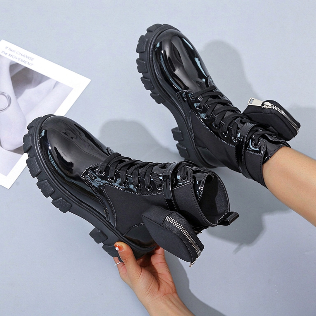 Fashion Chunky Platform Lace-Up Ankle Boots