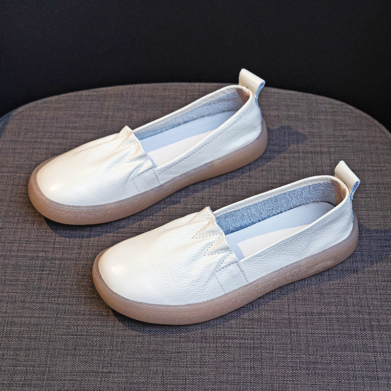 Soft Leather Slip-On Walking Flats