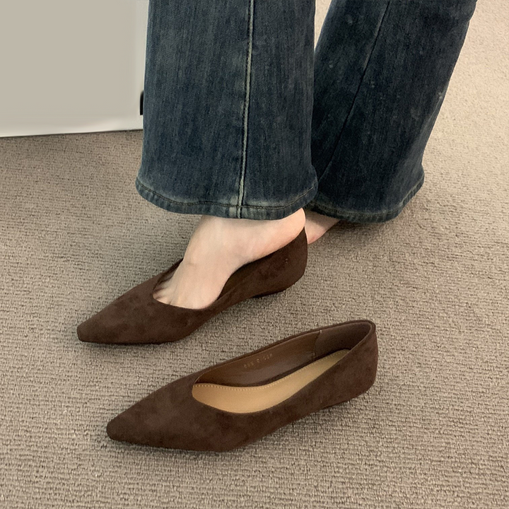 Pointed-Toe Suede Wedge Pumps