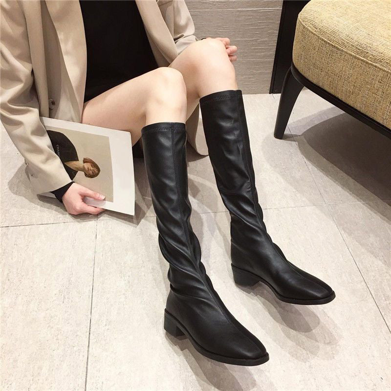 Classic Square Toe Knee-High Boots